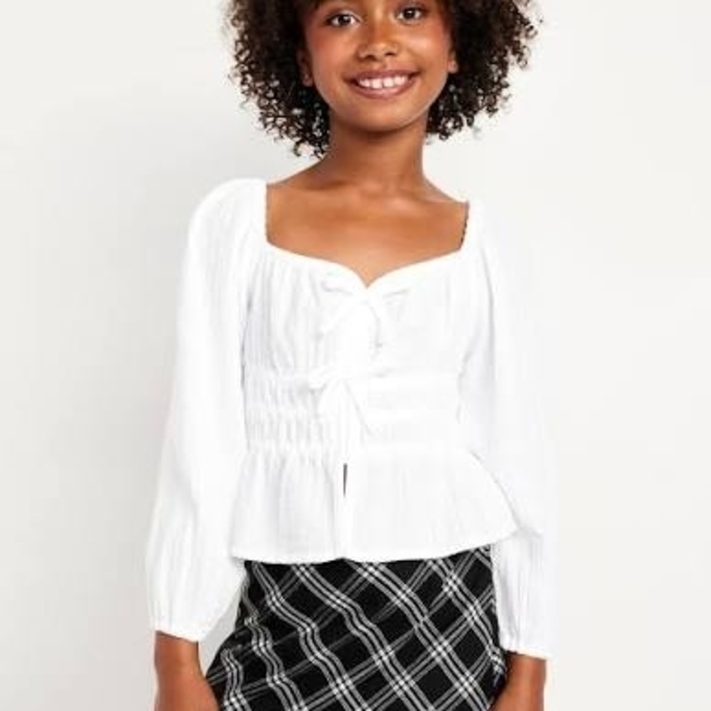 Old Navy White Tie-Front Blouse